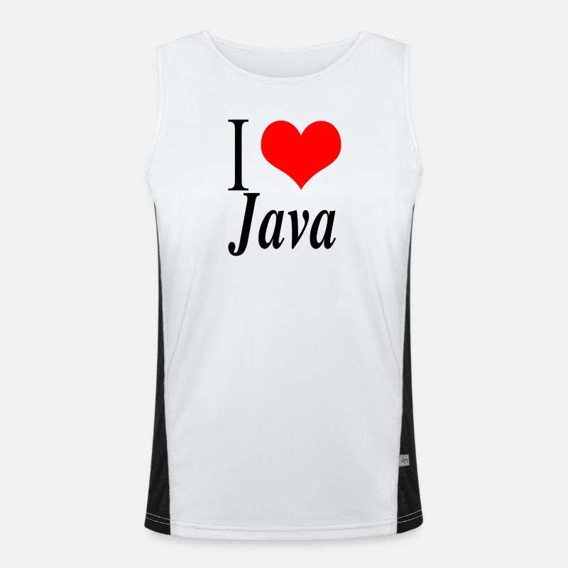 I love Java - Men's Functional Contrast Tank Top  - white/black