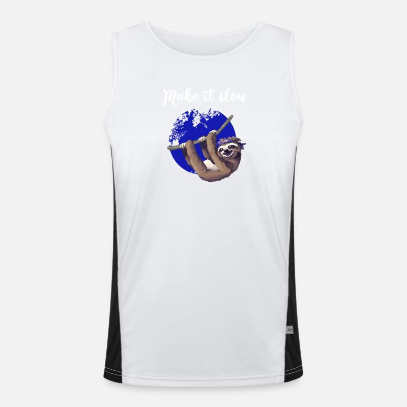 sloth make it slow Faultier langsam Nerd pc chill Funktionelles Kontrast-Tank Top für Männer 