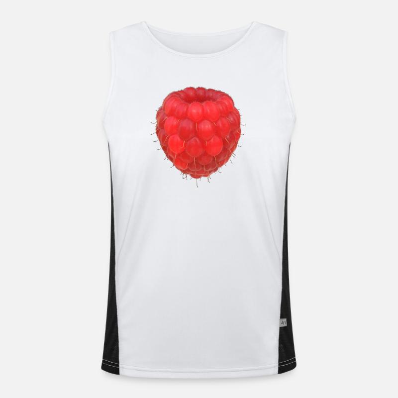 Raspberry Cluster Pattern - Men's Functional Contrast Tank Top  - white/black