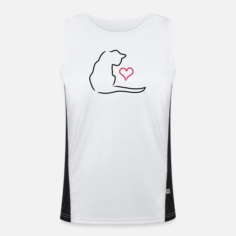 cat - Men's Functional Contrast Tank Top - white/black