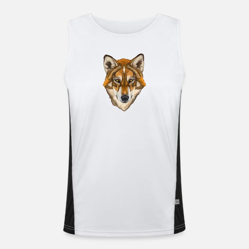 wolf - Men's Functional Contrast Tank Top - white/black