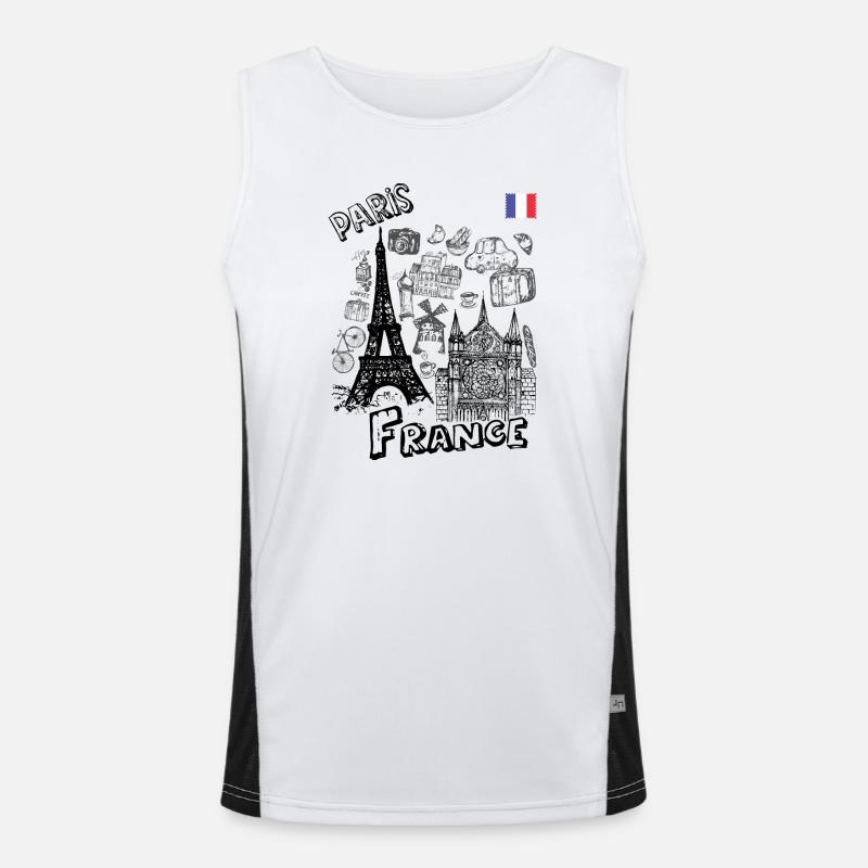 Pariser Doodle-Lebens-Skizze Funktionelles Kontrast-Tank Top für Männer 