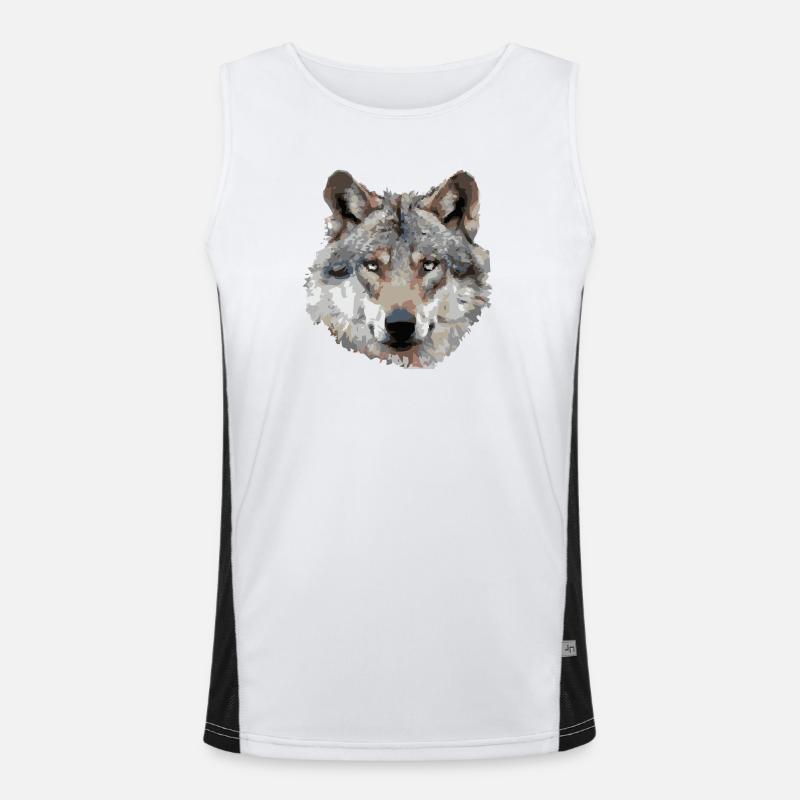 Wolf (grau) Funktionelles Kontrast-Tank Top für Männer 