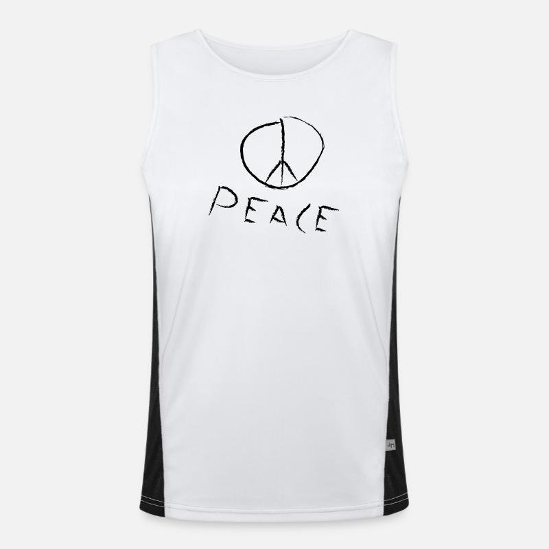 peace exit-shirt - Men's Functional Contrast Tank Top  - white/black