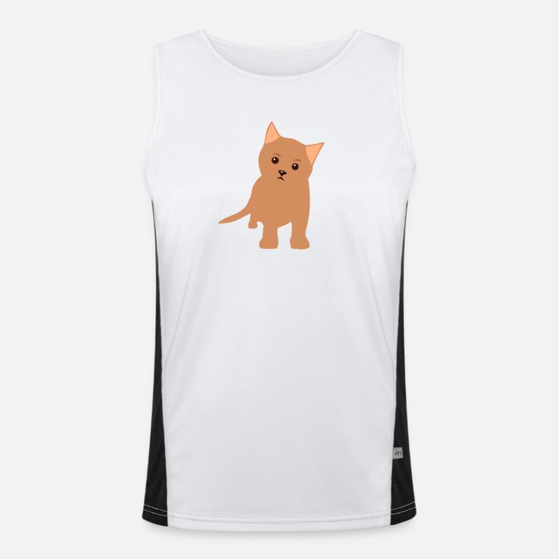 Brown Kitten Flat Design Men's Functional Contrast Tank Top 