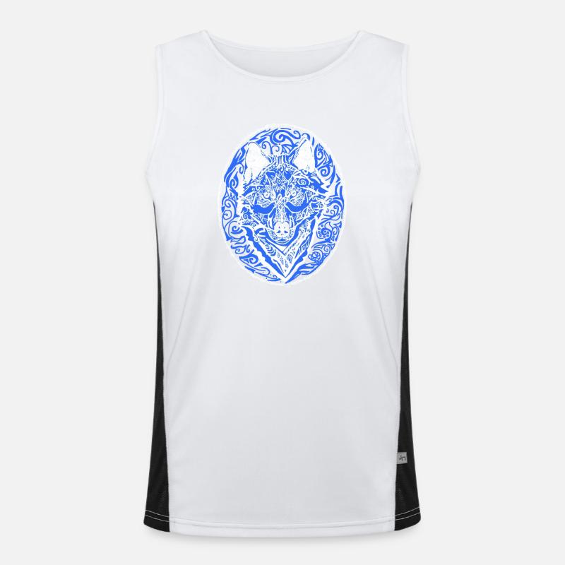wolf - Men's Functional Contrast Tank Top  - white/black