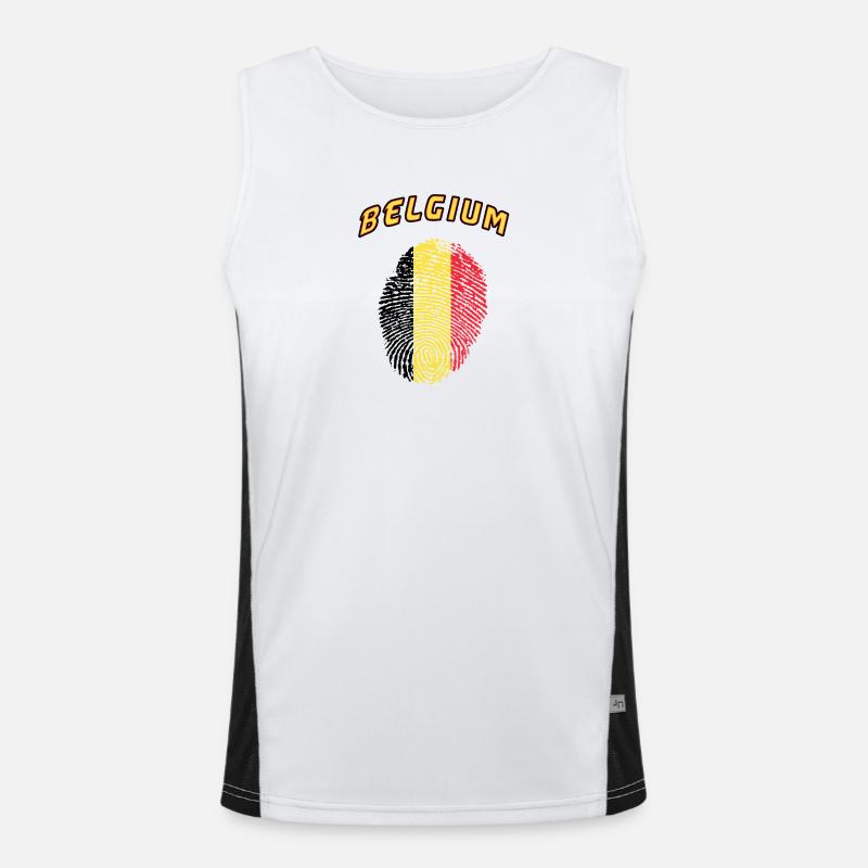 Belgium fingerprint / gift flag Men's Functional Contrast Tank Top 