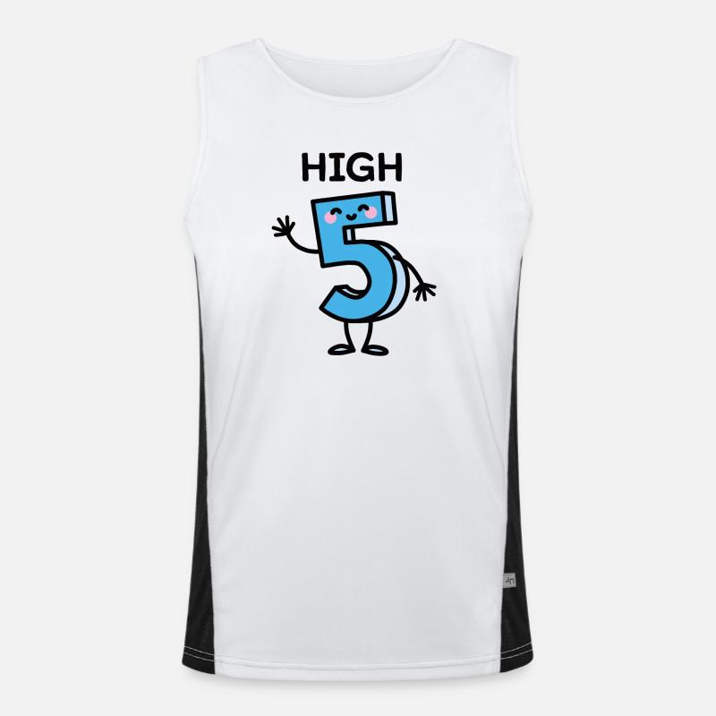 High 5 - cartoon number birthday five years old Men's Functional Contrast Tank Top 