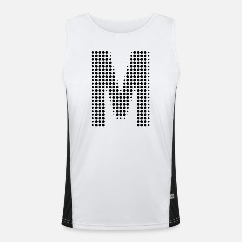 M letter dots initial letter gift - Men's Functional Contrast Tank Top  - white/black
