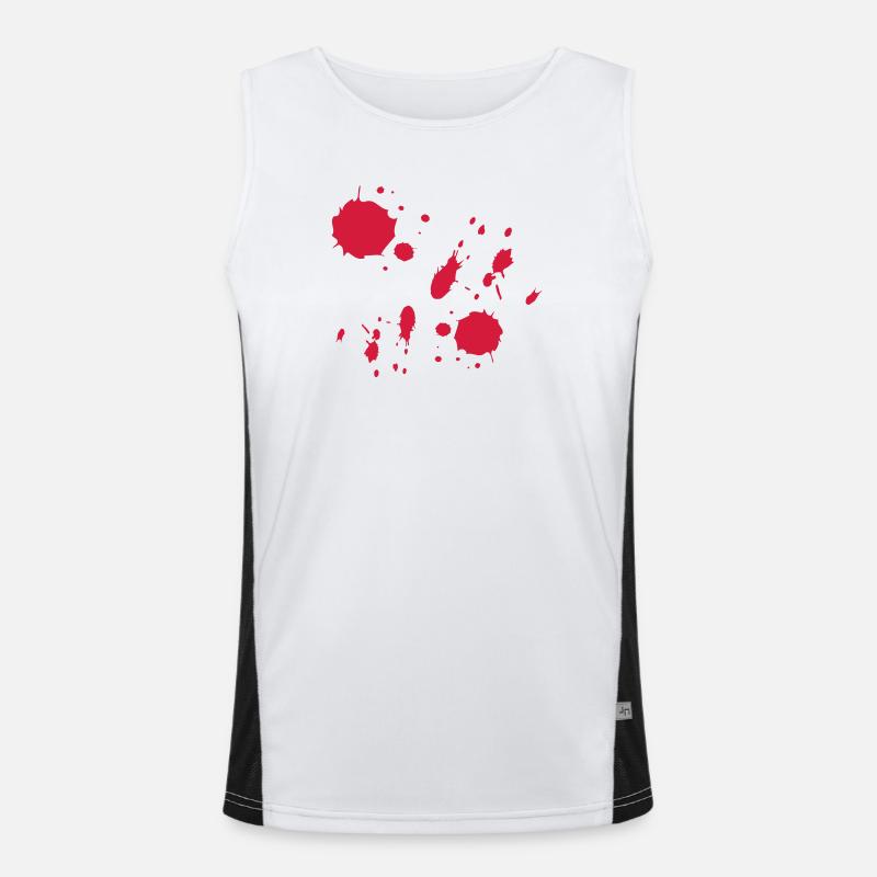 Red Paint Splashes Abstract Pattern - Men's Functional Contrast Tank Top  - white/black