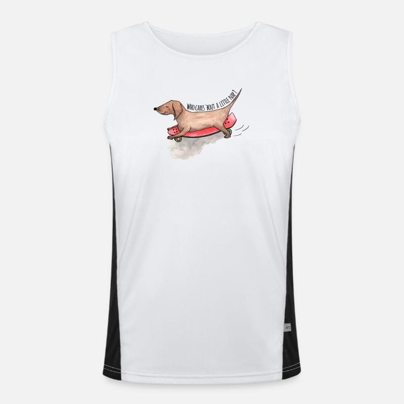 Dackel Longboard Hunde Schläfchen Funktionelles Kontrast-Tank Top für Männer 