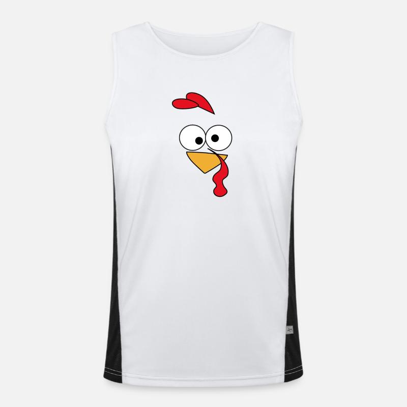 Gesicht comic game huhn bird lustig humor fun cool Funktionelles Kontrast-Tank Top für Männer 