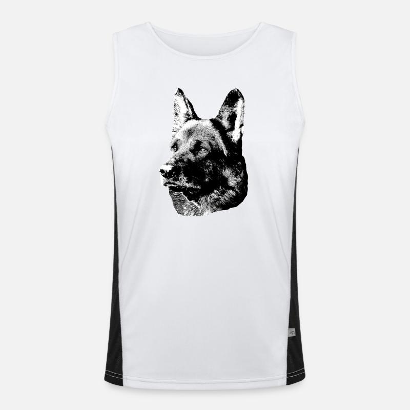 German Shepherd,Dog head,German Shepherd,Dogs - Men's Functional Contrast Tank Top  - white/black