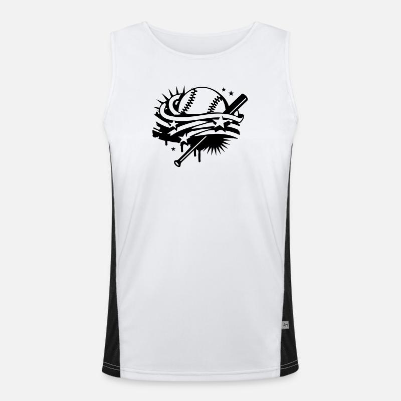 Baseball und ein Baseballschläger Funktionelles Kontrast-Tank Top für Männer 