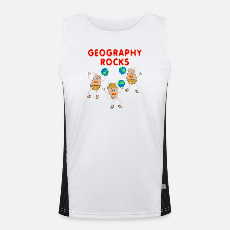 Three Geography Rocks Funktionelles Kontrast-Tank Top für Männer 
