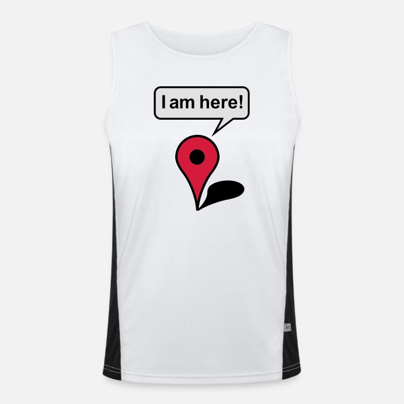 I am here! Google Maps Funktionelles Kontrast-Tank Top für Männer 