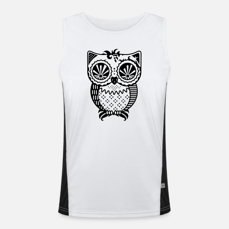 Patchwork owl - Men's Functional Contrast Tank Top  - white/black