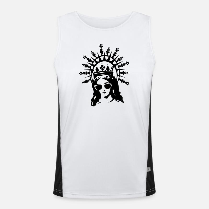 Mutter Gottes mit Sonnenbrille Funktionelles Kontrast-Tank Top für Männer 