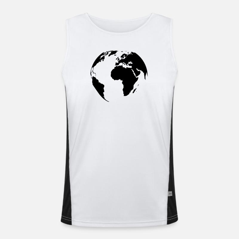 weltkugel-schwarz Funktionelles Kontrast-Tank Top für Männer 