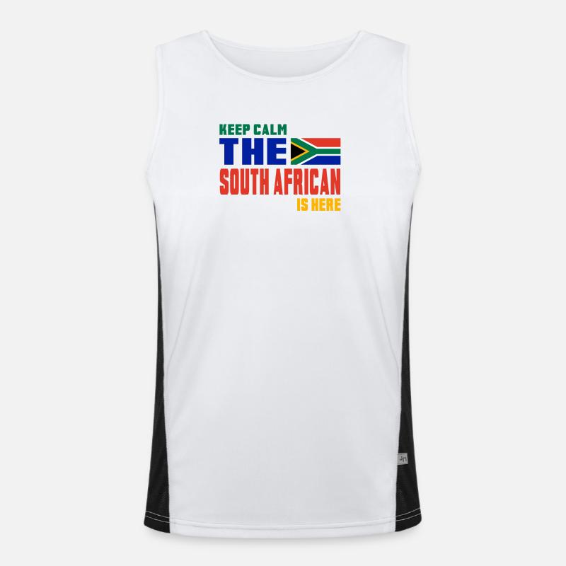 Keep Calm Afrique du Sud / Cadeau couleurs nationales Débardeur respirant contrasté Homme 