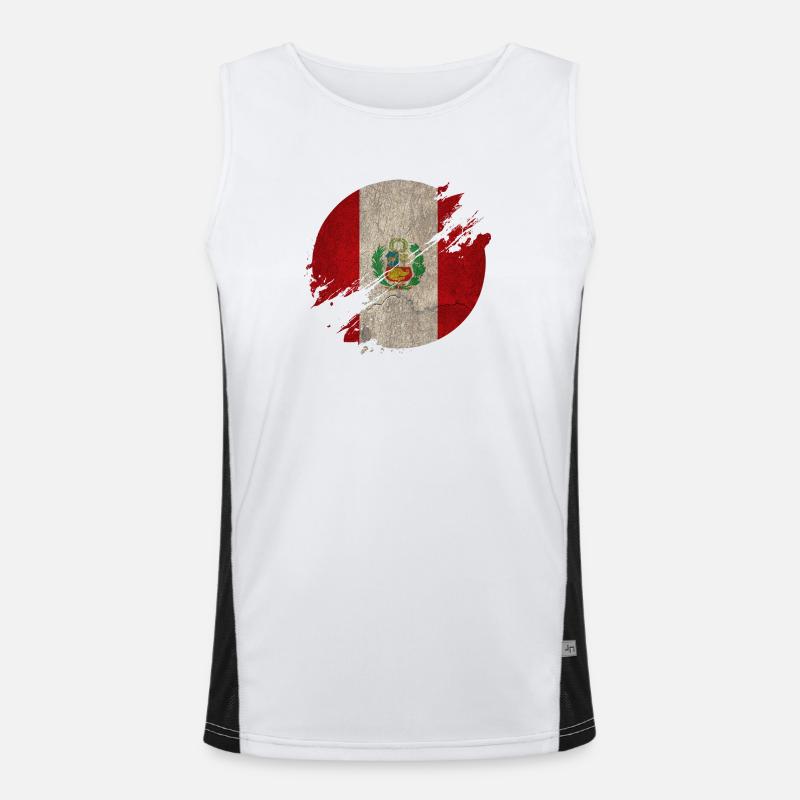 Peru Circle / Flag Gift National Flag Men's Functional Contrast Tank Top 