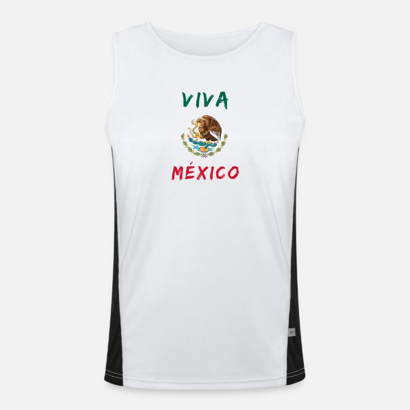 Viva Mexico Mexiko / Geschenk Wappen Funktionelles Kontrast-Tank Top für Männer 