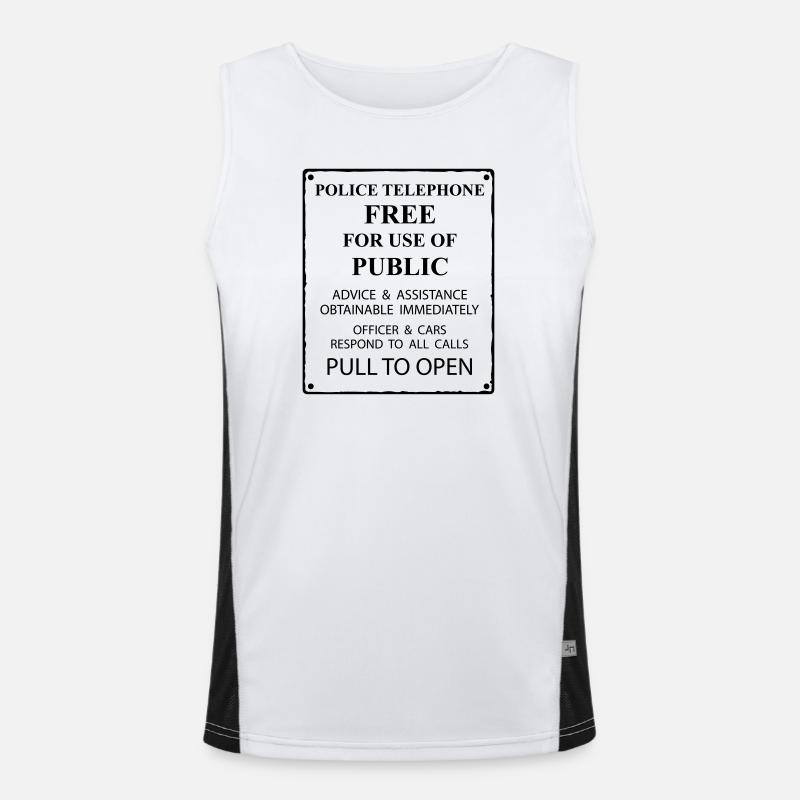 police box text Funktionelles Kontrast-Tank Top für Männer 