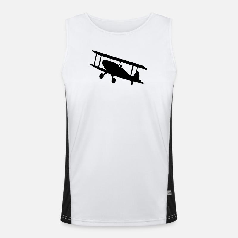 flugzeug luftfahrt doppeldecker Funktionelles Kontrast-Tank Top für Männer 