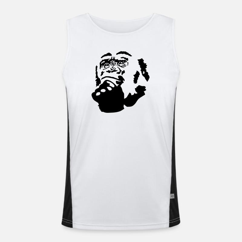 monkey - Men's Functional Contrast Tank Top  - white/black