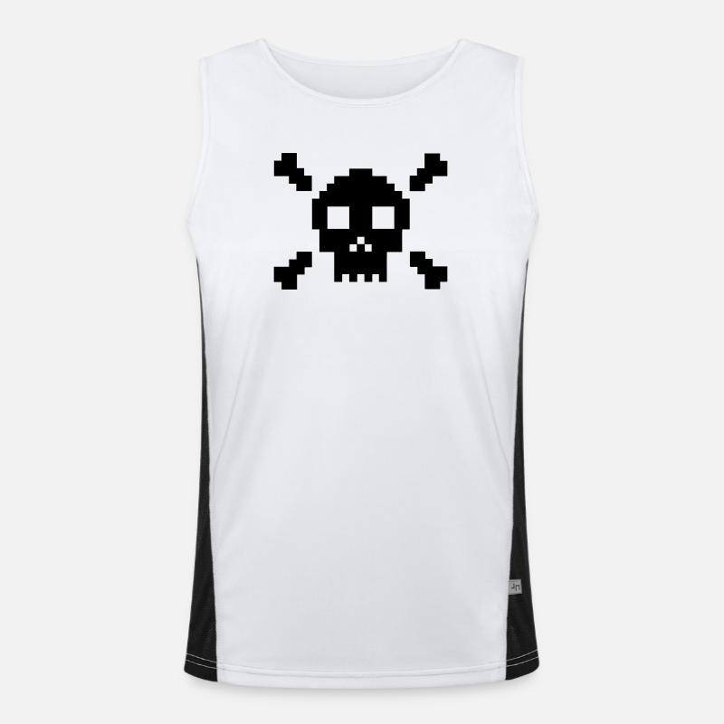 Pixel Skull - Men's Functional Contrast Tank Top - white/black