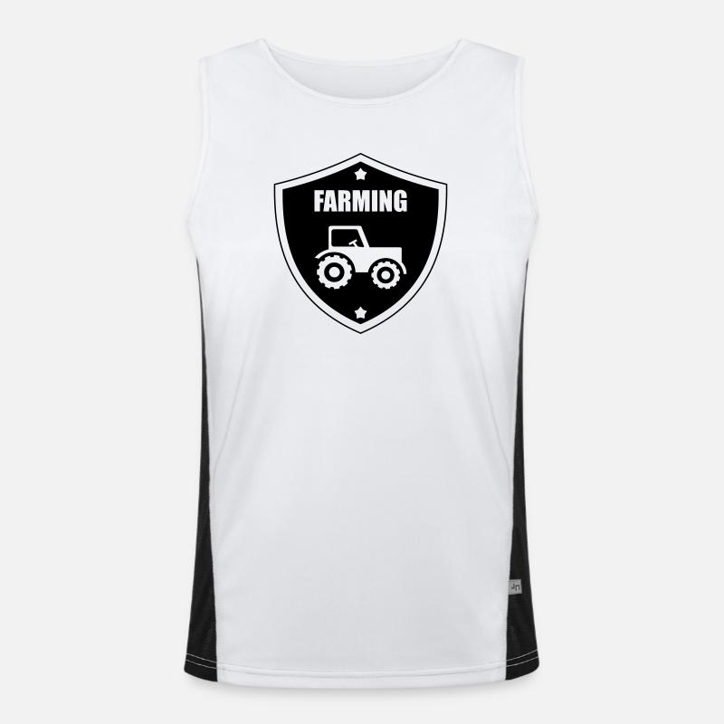 Farming - Men's Functional Contrast Tank Top  - white/black