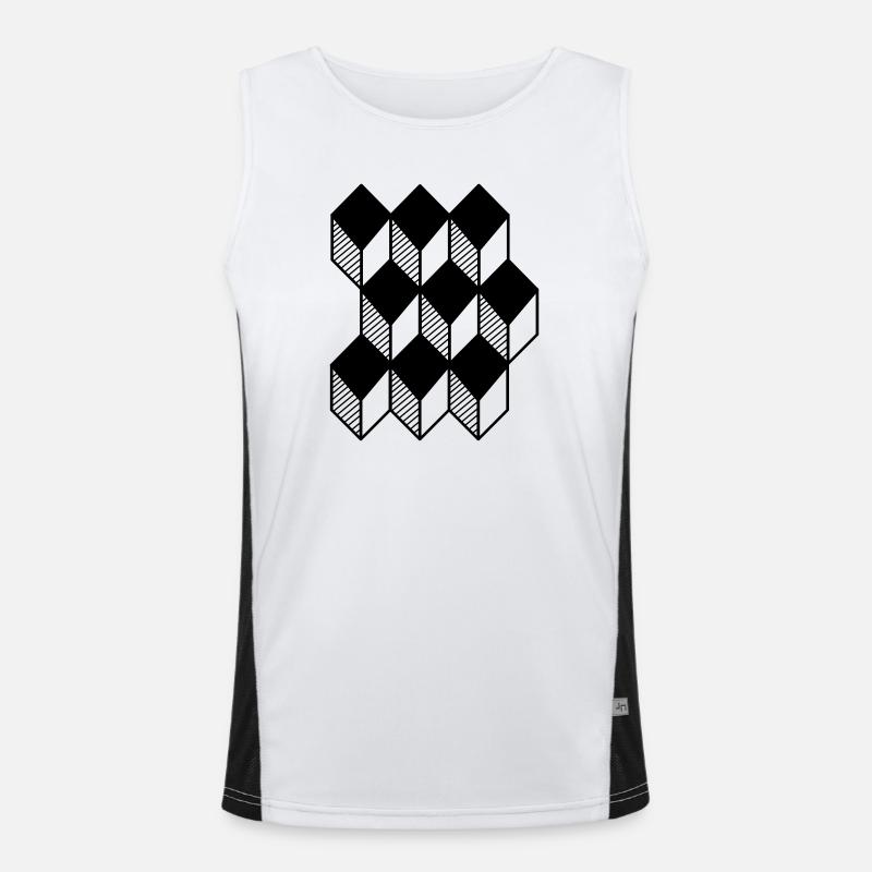 cube 3D - Men's Functional Contrast Tank Top  - white/black