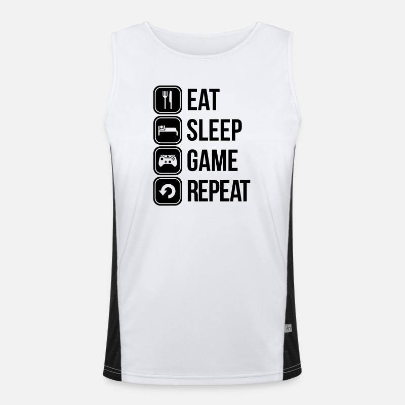eat sleep game repeat spiele Funktionelles Kontrast-Tank Top für Männer 
