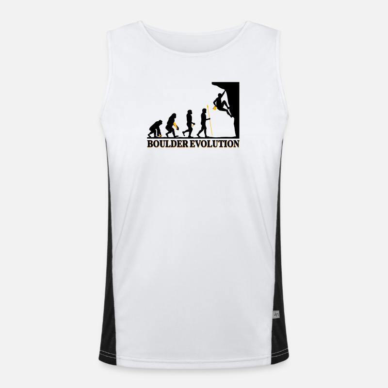 Boulder Evolution Klettern Bergsteigen Spruch Funktionelles Kontrast-Tank Top für Männer 