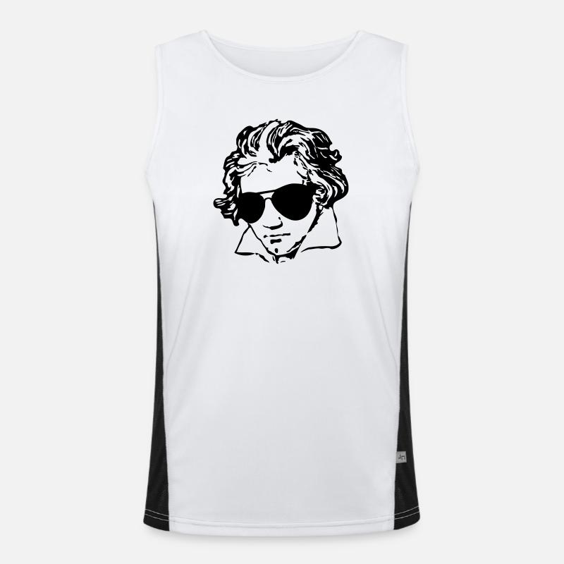 Beethoven mit Sonnenbrille Funktionelles Kontrast-Tank Top für Männer 