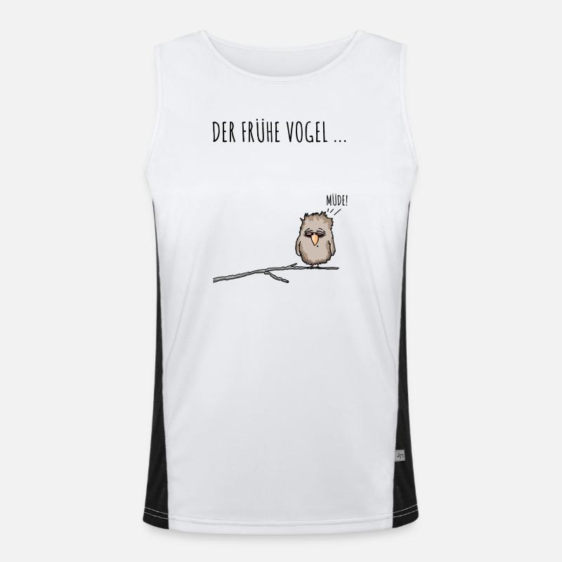 Der fruehe Vogel schwarz Funktionelles Kontrast-Tank Top für Männer 