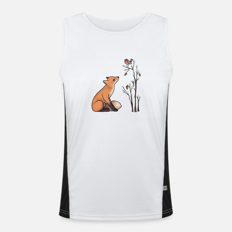 Fuchs und Rotkehlchen Funktionelles Kontrast-Tank Top für Männer 