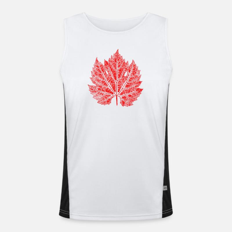 Grape Leaf / Red / Wine Leaf - Men's Functional Contrast Tank Top  - white/black