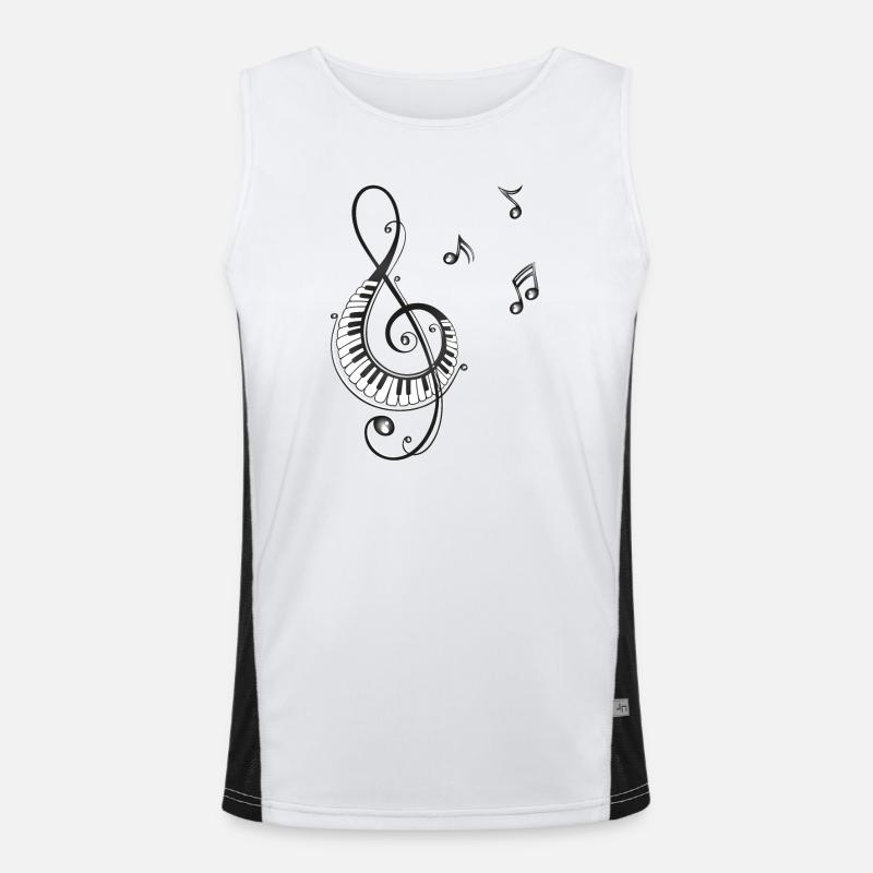 Clef avec des notes, piano et de musique Débardeur respirant contrasté Homme 