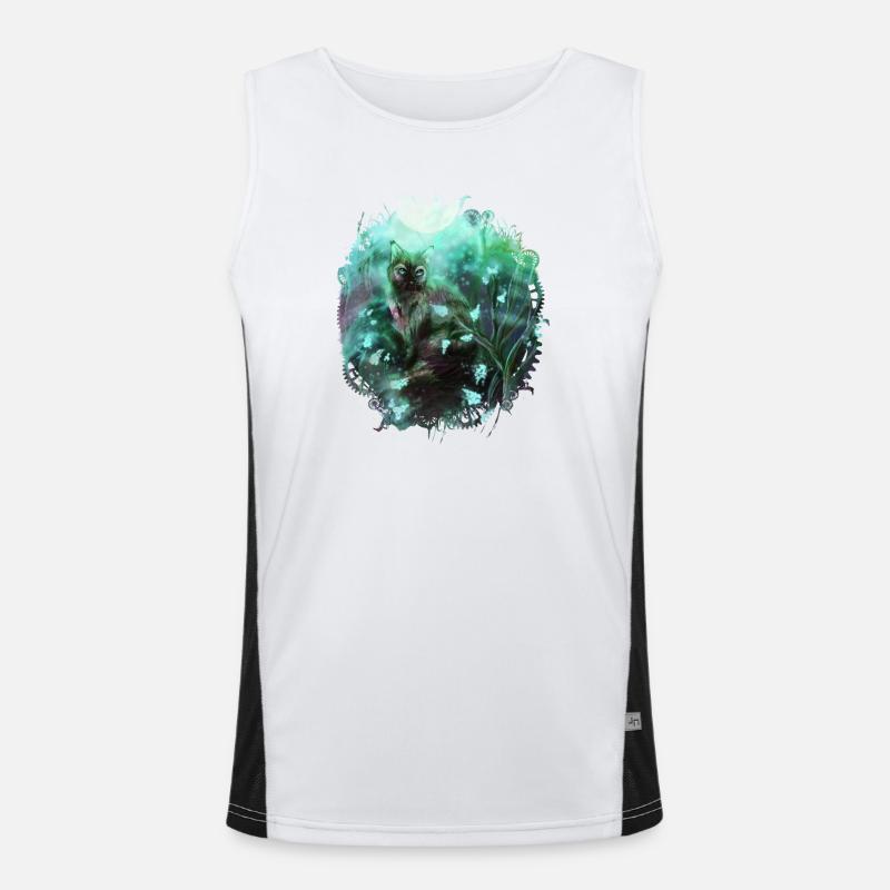 Cat in the magic forest - Men's Functional Contrast Tank Top  - white/black