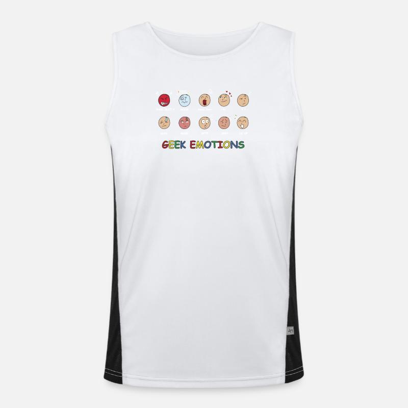 GEEK EMOTIONS - WEISSER TEXT Funktionelles Kontrast-Tank Top für Männer 
