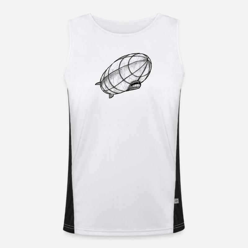 Zeppelin drawing perspective Men's Functional Contrast Tank Top 