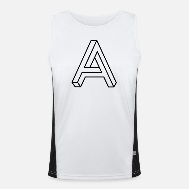 Impossible Shape – Optical Illusion Design - Men's Functional Contrast Tank Top  - white/black