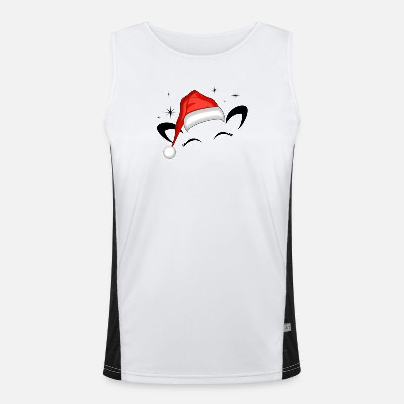 Cat Santa Hat Shining Stars Men's Functional Contrast Tank Top 