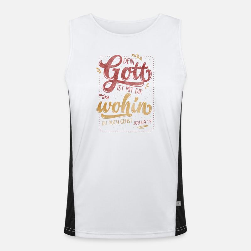 Dein Gott Ist Mit Dir Funktionelles Kontrast-Tank Top für Männer 