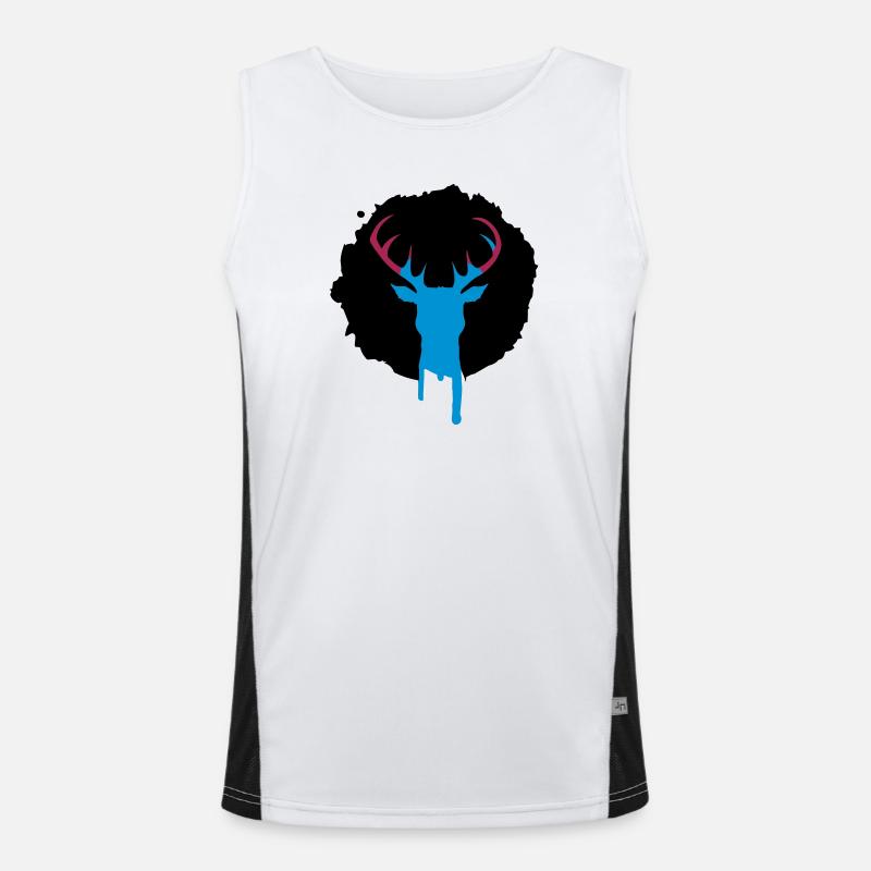 Deer patch graffiti - Men's Functional Contrast Tank Top  - white/black