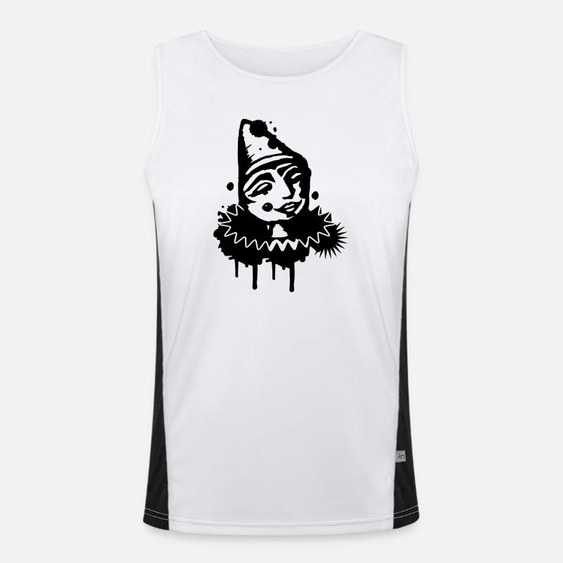 Porträt eines melancholischen Clowns als Graffiti Funktionelles Kontrast-Tank Top für Männer 