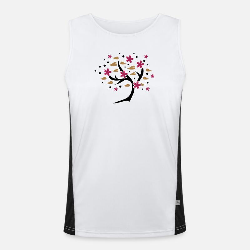 stylized cherry blossom tree in spring Men's Functional Contrast Tank Top 
