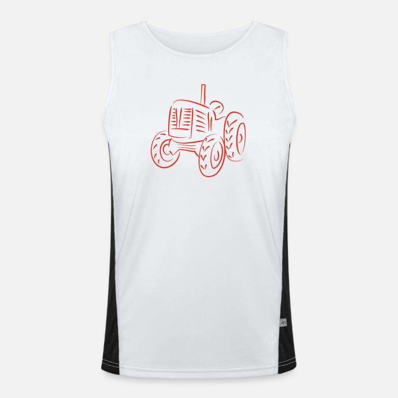 Rustic Tractor Silhouette Design Men's Functional Contrast Tank Top 