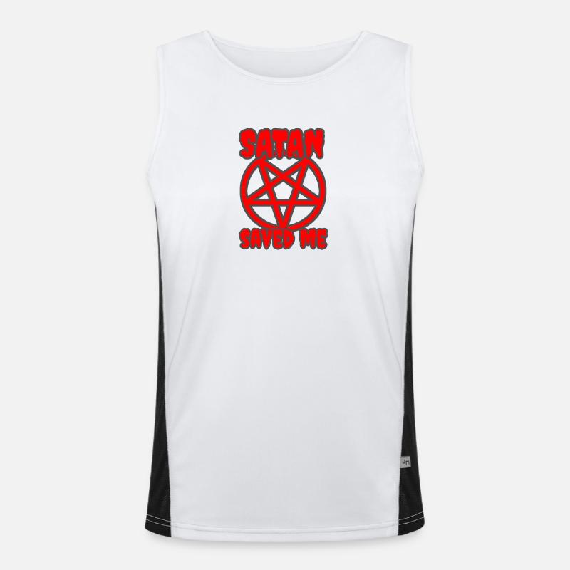 Satan saved me Funktionelles Kontrast-Tank Top für Männer 